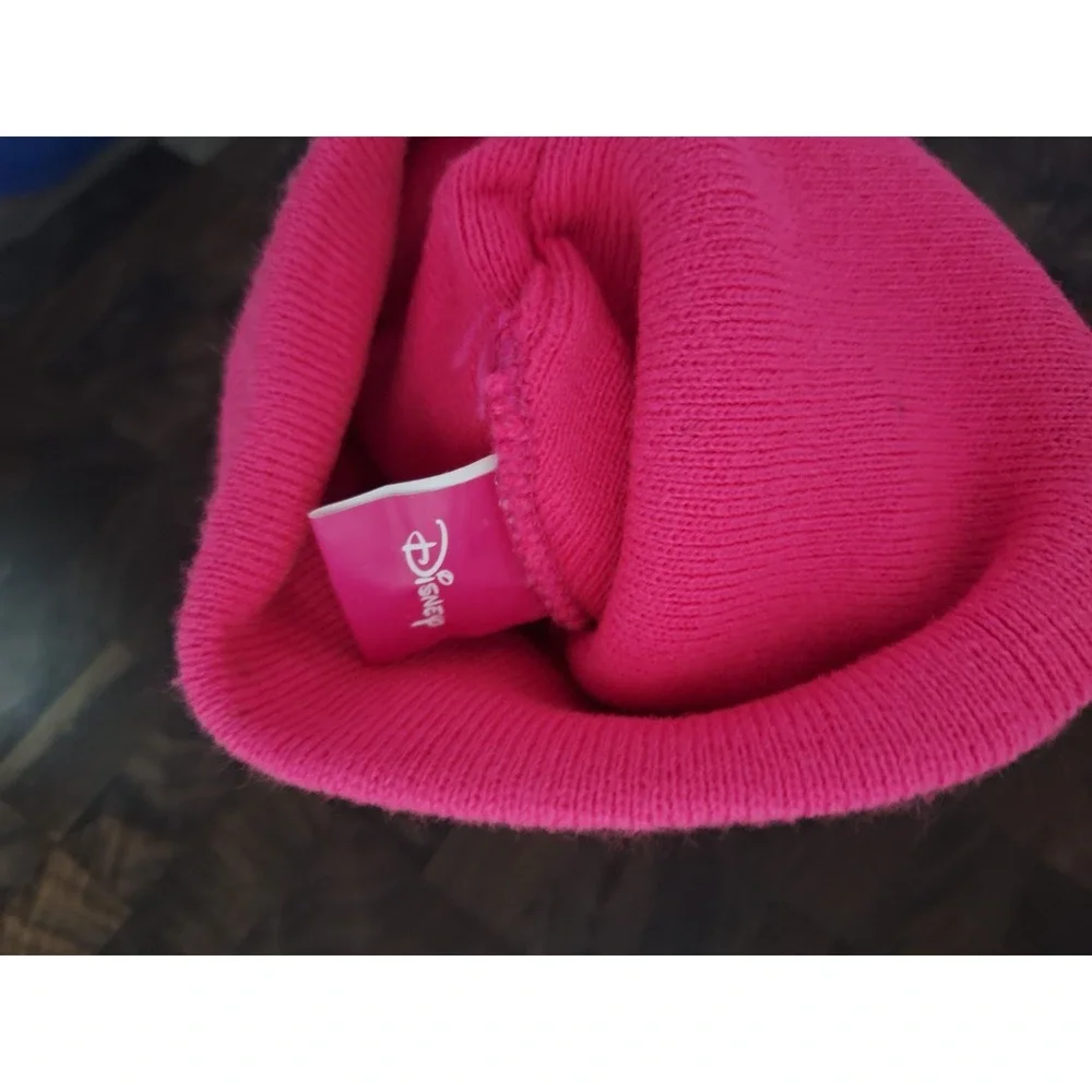 Disney Minnie Mouse Girls Bright Pink Knit Beanie Winter Hat Embroidered